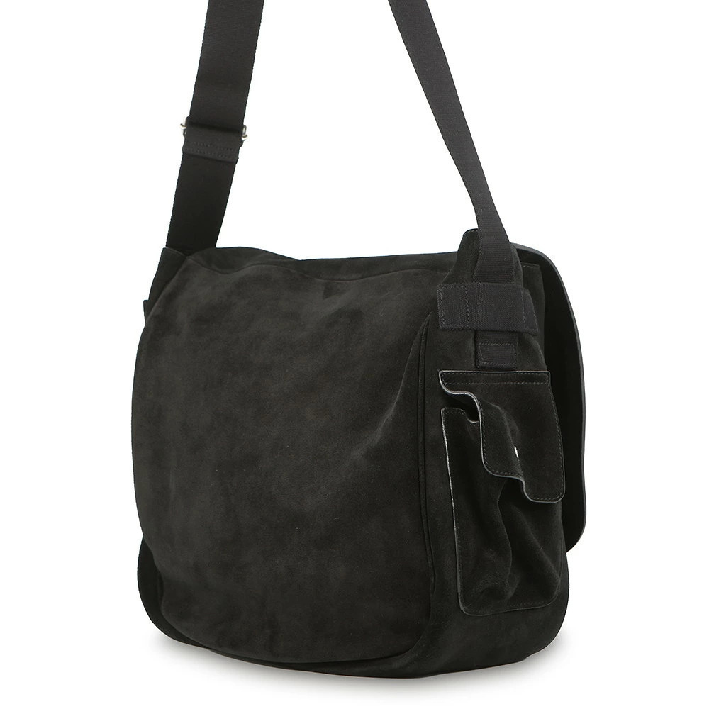 Saint Laurent Bag Shoulder Messenger Suede Black Paris Black